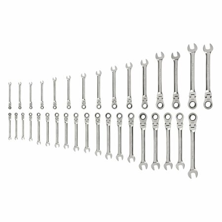 TEKTON Flex Head 12-Point Ratcheting Combination Wrench Set, 34-Piece 1/4-1 in., 6-24 mm WRC95005
